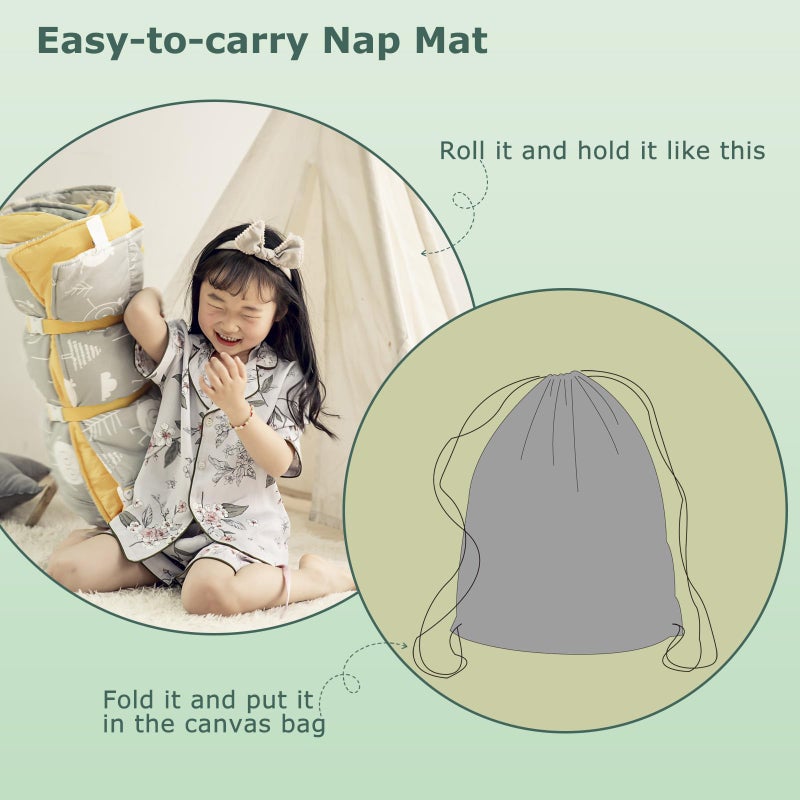 Hi Sprout Toddlers Nap Mat with Removable Pillow and Soft Blanket, Lightweight Daycare Preschool Kindergarten Sleeping Bag, Travel Slumber for Kids Girls Boys-Dinosaur - Image 5